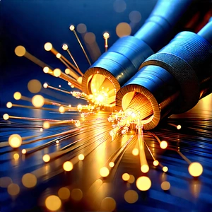 Close-up Of Fiber Optic Cables With Close-up Pair