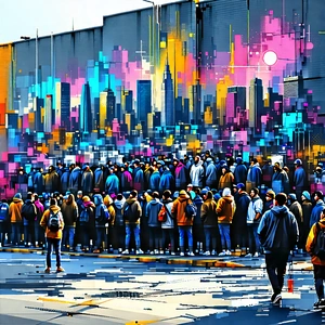 Urban Technical Illustration: Urban street art viewing scene