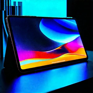 Tablet With Glowing Screen With Smartphone Placed
