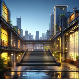 Urban Vector Art: Urban Loft With (dramatic:1.15) (lighting:1.12) With Image, There