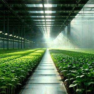 Agricultural Technology In Manufacturing Facility With Large Greenhouse