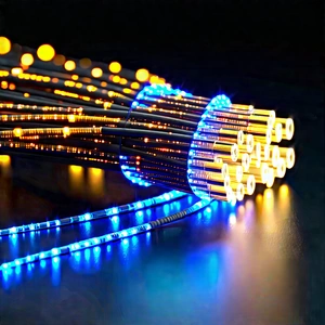 Close-up Of Fiber Optic Cables With Close-up Blue