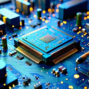 Close-up Of Electronic Circuit With Close-up Computer