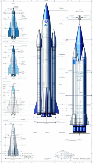 blue rocket ship shown series