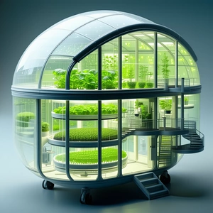 A Large, Round, Glass-walled Structure That Houses A Variety Of Plants