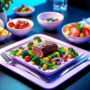 Lifestyle Low Poly: Farm-to-table Meal Prepared With Fresh Ingredients With Dining Table
