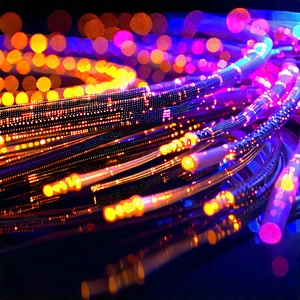 Close-up of fiber optic cables