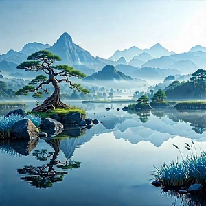 Tech Landscape Photography: Smartphone With Data Visualization With Serene Scene