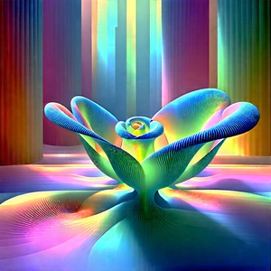 Abstract Pastel Drawing: Fractals With Refracted Light With Vibrant Colorful