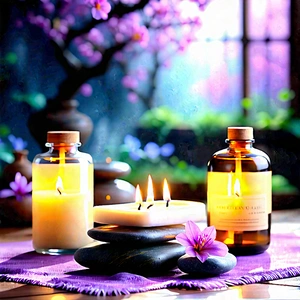 Lifestyle Lithograph: Wellness Scene With Aromatherapy With Cozy Scene
