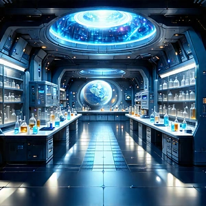 Futuristic Research Laboratory With Image, There