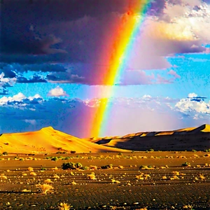 Nature Advertising Photography: Rainbow Over Desert With Beautiful Rainbow