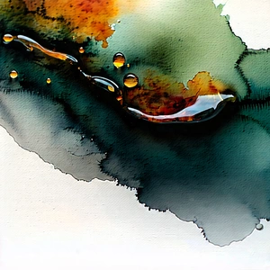 Abstract Sumi-E Painting: Macro view of liquid interface
