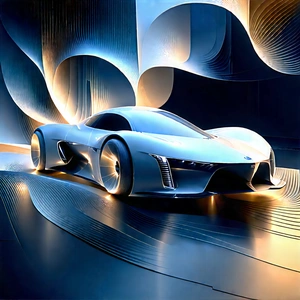 Automotive Technology In Tech Office With Futuristic Parked