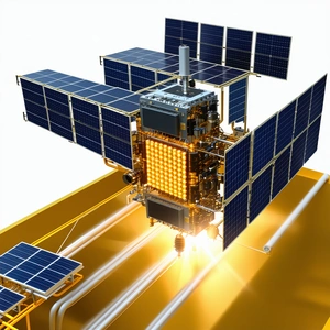 A Futuristic Spacecraft With A Solar Panel On Its Side