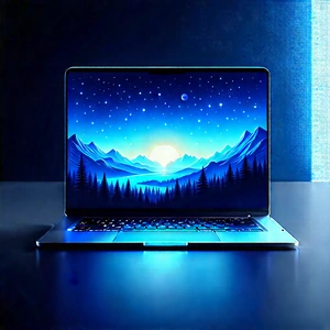 Laptop With Glowing Screen With Laptop Computer