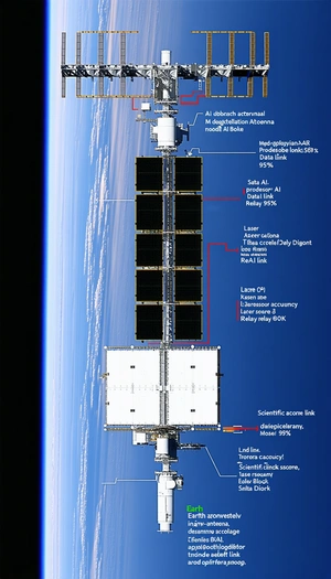 The Image Is A Diagram Of A Space Station, Showing Its Various Components And Their Functions