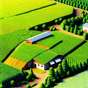 Agricultural Technology In Manufacturing Facility With Cartoon-like Drawing