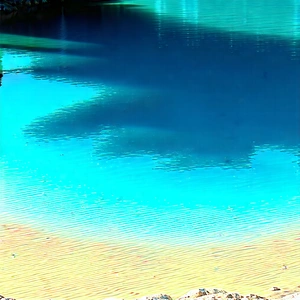 Nature 3d Render: Crystal Clear Lake Surrounded By Rocky Shores With Large Swimming