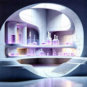 (futuristic:1.32) Research Laboratory With Image, There
