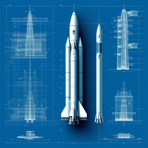 A Space Shuttle Is Shown In A Blue Background, With A Smaller Space Shuttle Next To It