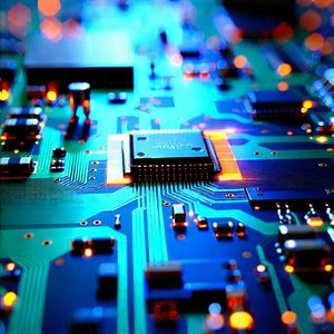 Close-up Of Electronic Circuit With Close-up Computer