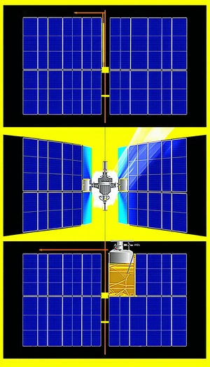 A Solar Panel With A Yellow Background, Which Is Connected To A Yellow Tube