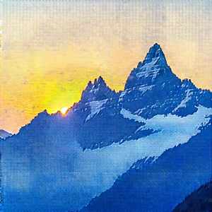 Nature Macro Photography: (mountain:1.46) Range During Sunrise With Large Mountain