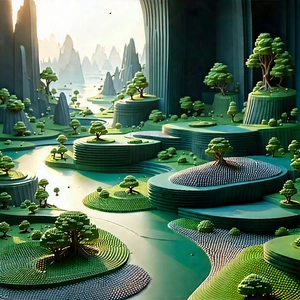 Abstract Low Poly Art: Granular design
