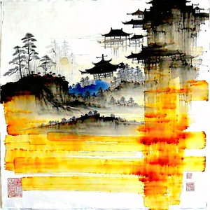 Abstract Sumi-e Painting: Contraction Captured In Abstract Form With Painting Chinese
