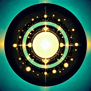 Abstract Ukiyo-E Style: Concentric circles with glowing elements