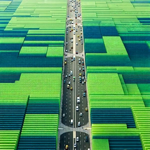 Urban Octane Render: Aerial view of city blocks