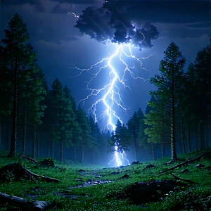 Nature Unreal Engine: Lightning Over Forest Clearing With Image, There