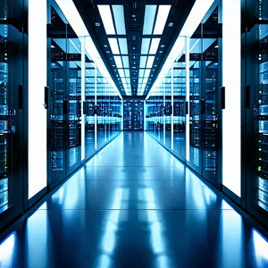 Tech Landscape Photography: (futuristic:1.41) Server Room With Large Room