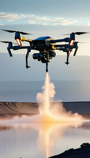 A Helicopter Flying In The Sky, With A Trail Of Smoke Coming From Its Back