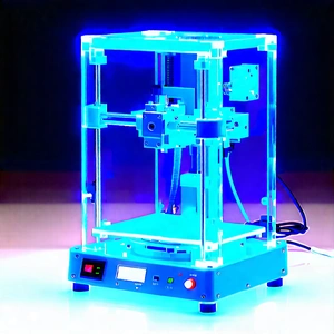 Tech Ink Drawing: 3d printer with blue light (glow:1.5)