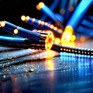 Close-up Of Fiber Optic Cables With Close-up Blue