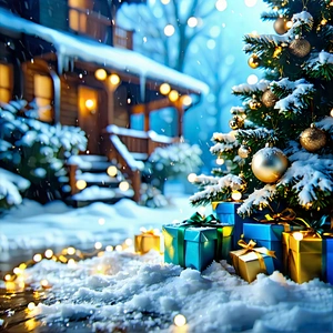 Lifestyle Blender Artwork: Holiday Celebration During Winter With Beautifully Decorated
