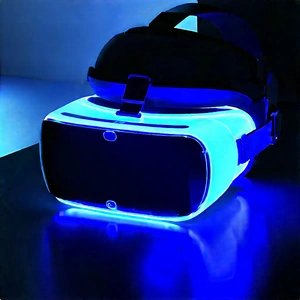 Vr Headset With Glowing Screen With Pair Glowing