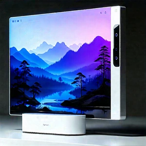 Tech Landscape Photography: Smart Home Device With Data Visualization With Large Flat