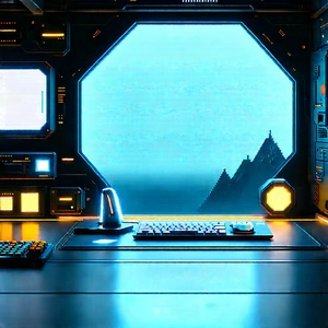Futuristic Tech Startup Office With Computer Desk