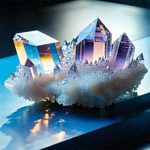 Abstract Pixel Art: Macro View Of Crystalline Structure With Beautifully Crafted