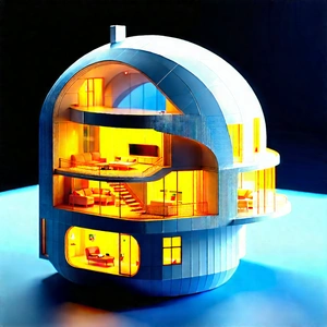 (futuristic:1.18) Smart Home With Model House,