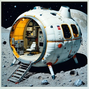 A Large White Spacecraft With A Dome-shaped Structure, Resembling A Space Station
