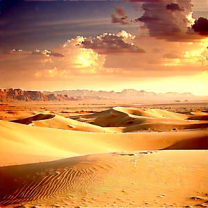 Nature Tilt-shift Photography: Desert Landscape During Golden Hour With Sandy Desert