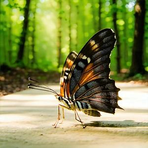 Nature Architectural Photography: Butterfly In Forest Environment With Large Butterfly