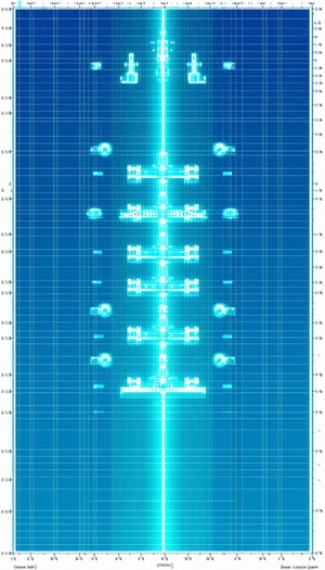 A Blue Graphic Is Displayed On A Screen, With A Row Of Blue Lights Running Down The Middle