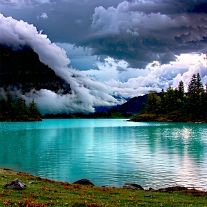 Nature Hdr Photography: Storm Clouds Over Alpine (lake:1.44) With Serene Lake