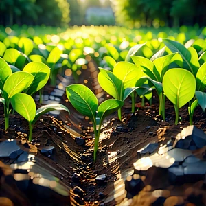 Agricultural Technology In Field Deployment With Lush Green