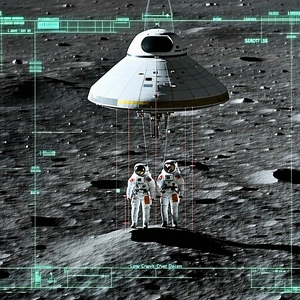 In The Image, There Are Two Astronauts Standing On The Moon, Wearing White Suits